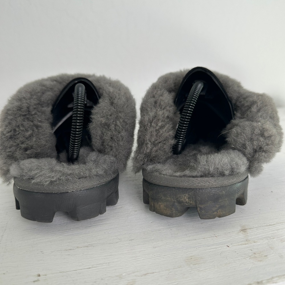 UGG Slippers Womens 7 Coquette Charcoal Grey Sheepskin Suede 5125 - Picture 10 of 12